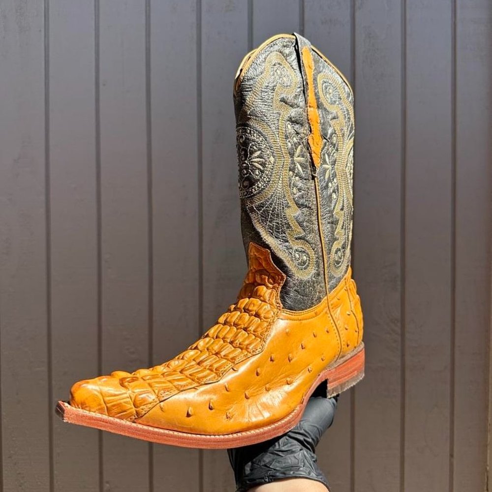 #58 Baby Cocodrile x Ostrich Design Western Boot
